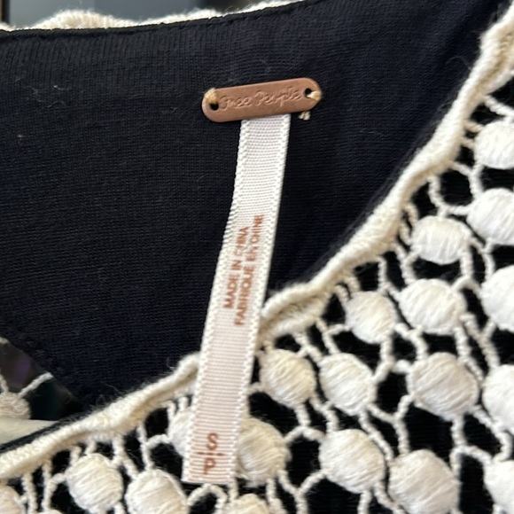 FREE PEOPLE Anthropologie Black Waffe Knit Collar Party Dress Size Small - Picture 7 of 8